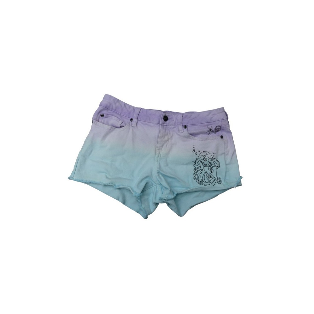 Disney Denim Shorts Womens 5 Purple Blue Ombre Ariel The Little Mermaid Cut Off